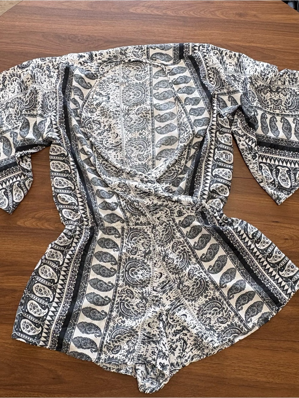 Elan Black and White Paisley Print Romper